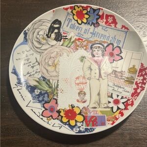 Decorative Collage Art Plate with Floral & Vintage Motifs